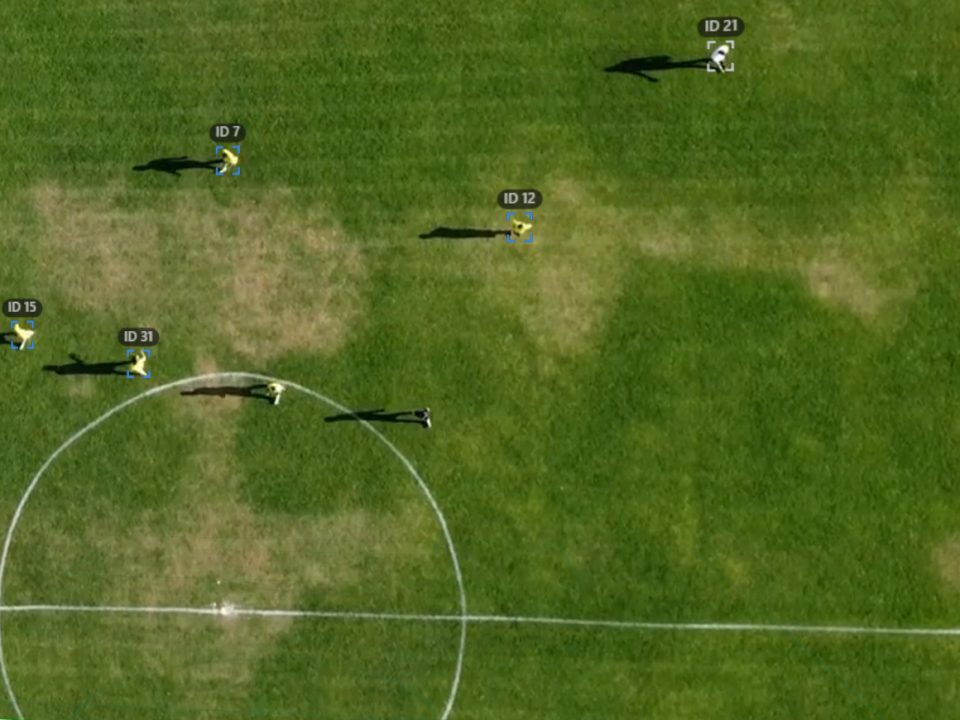 The match video with every player boxed and given an ID
